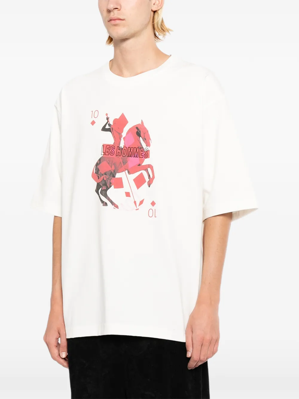 LES HOMMES T-shirt met print Beige