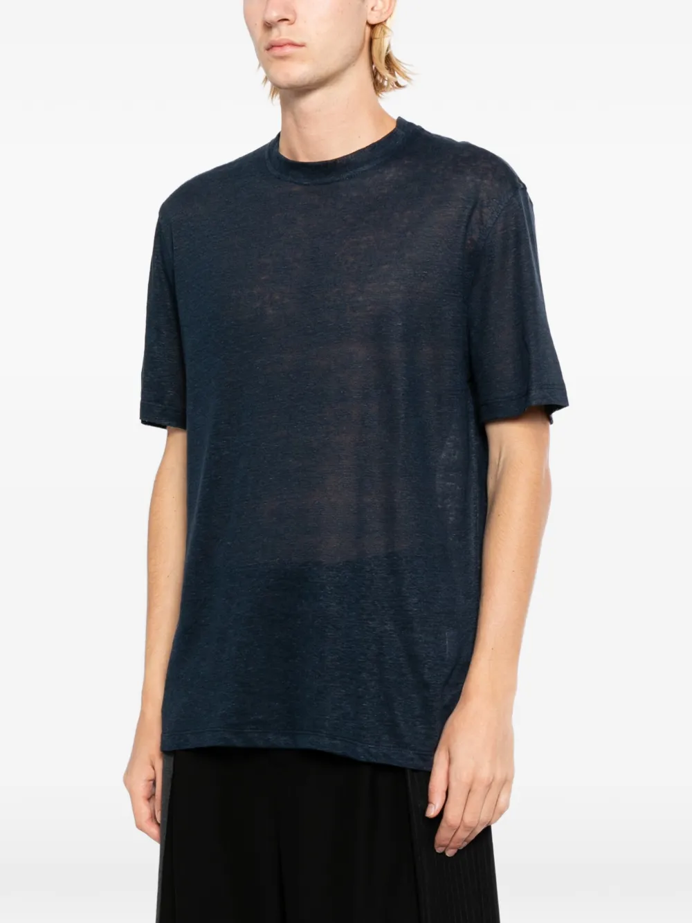  Les Hommes T-shirt In Lino - Blu 