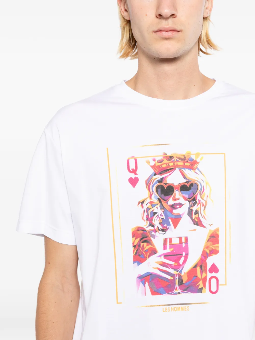 LES HOMMES T-shirt met print Wit