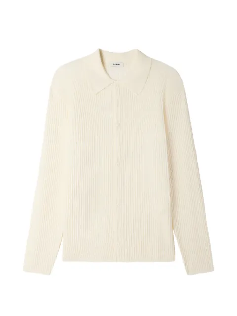 SANDRO ribbed shirt-collar cardigan