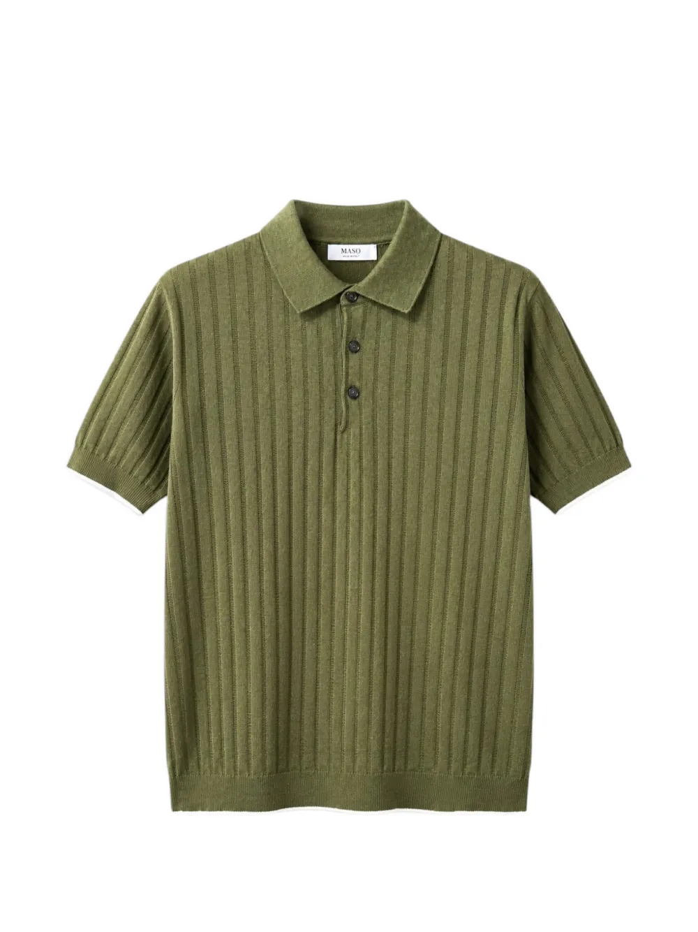 MASQ ribbed-knit tipped polo shirt - Verde