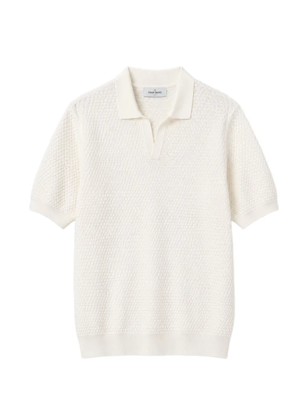 Gran Sasso waffle-knit open-collar polo shirt - Toni neutri