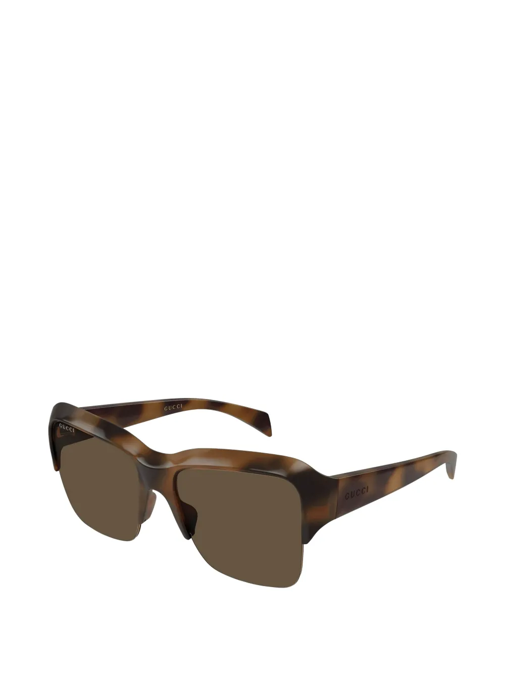 Gucci Zonnebril met vierkant montuur en schildpadschild design Bruin