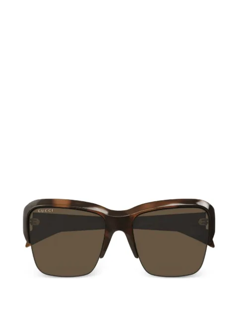 Gucci Zonnebril met vierkant montuur en schildpadschild design