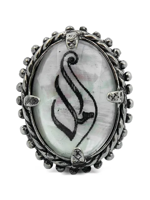 Gem Kingdom engraved mother-of-pearl ring