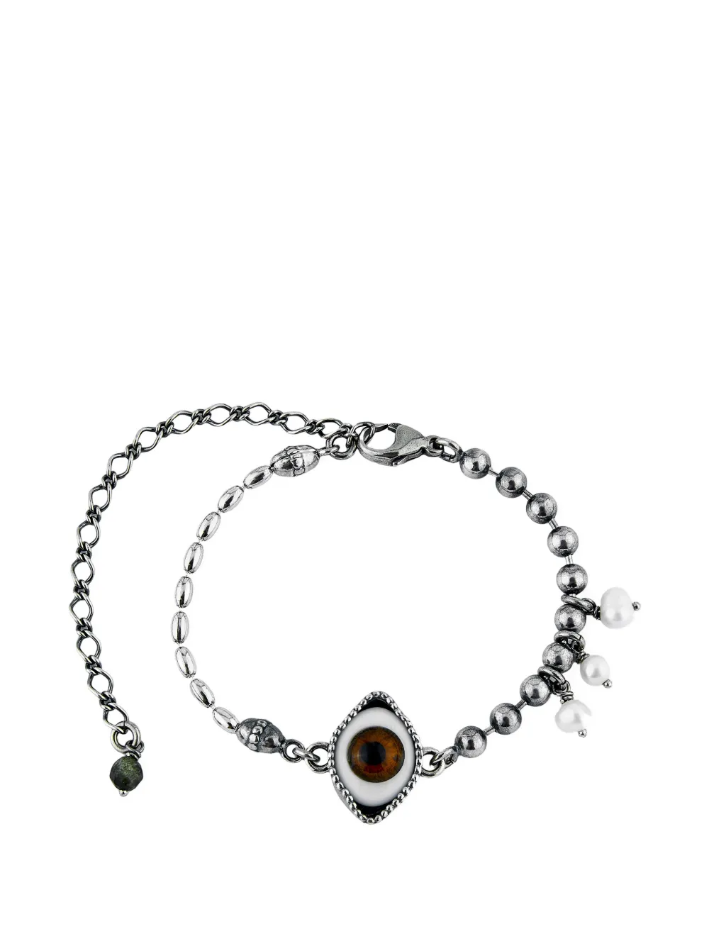 Gem Kingdom eye-charm pearl-embellished bracelet - Argento