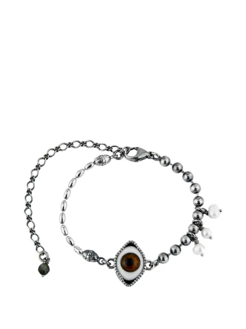 Gem Kingdom eye-charm pearl-embellished bracelet