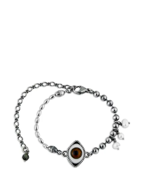 Gem Kingdom eye-charm pearl-embellished bracelet