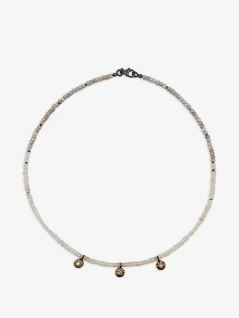 Patricia Arango collar con cuentas de labradorita y diamante
