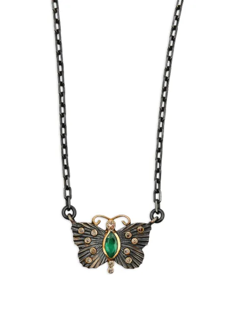 Patricia Arango emerald and diamond butterfly-pendant necklace