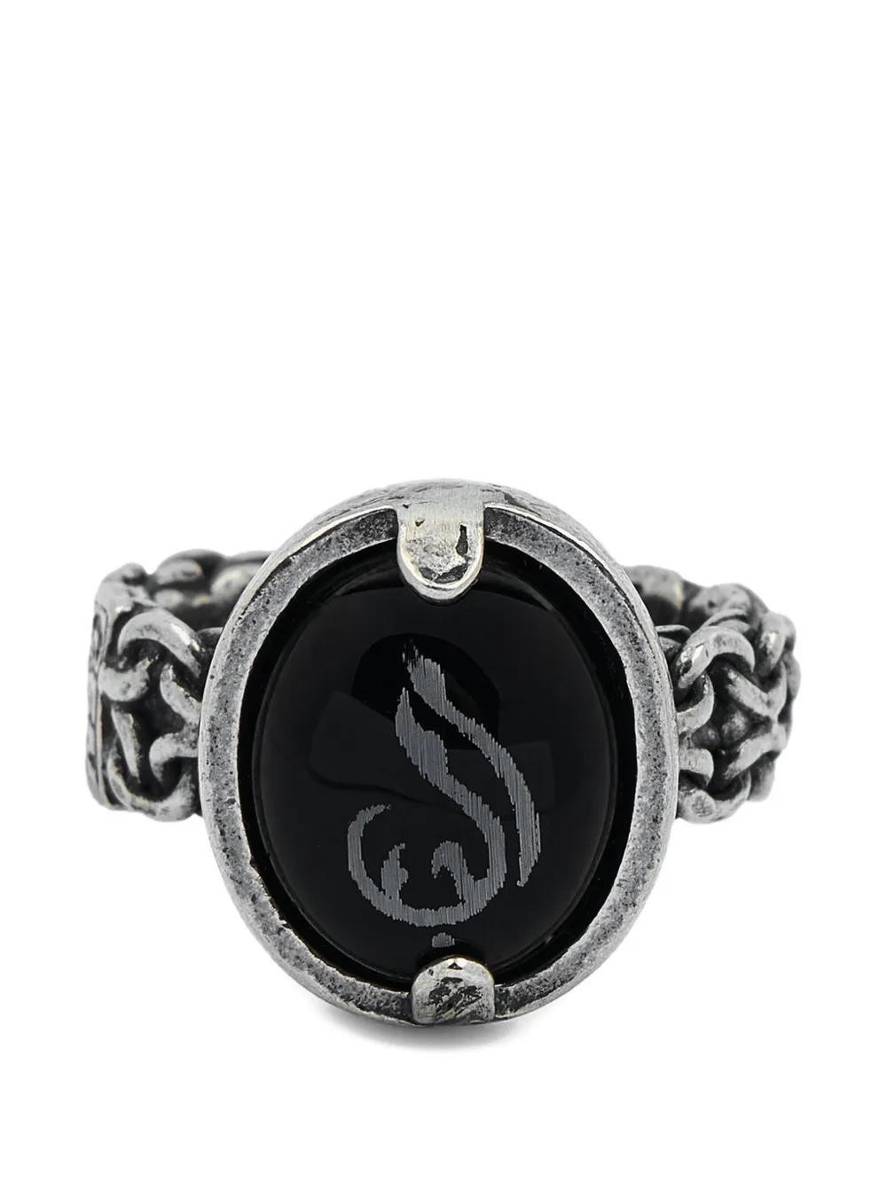 Gem Kingdom engraved onyx ring - Argento