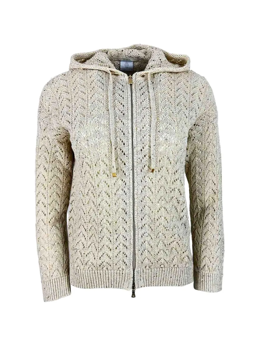 Eleventy sequin-embellished open-knit hoodie - Toni neutri