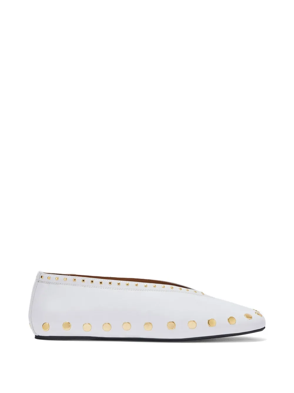 GANNI Jenny stud-embellished ballet flats - Bianco