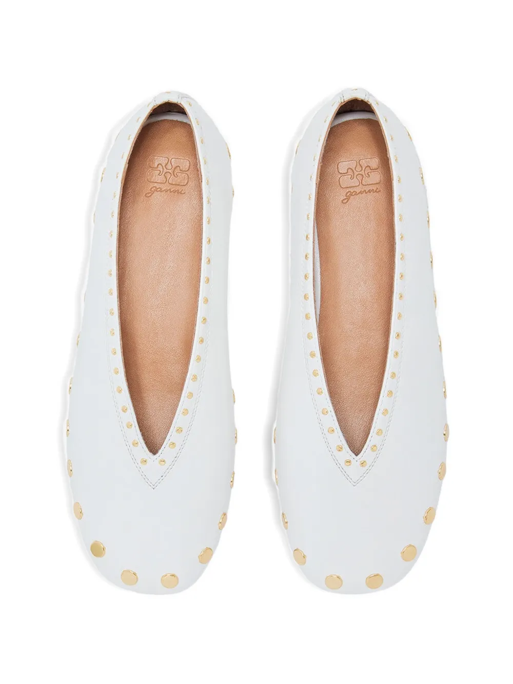 GANNI Jenny embellished ballet flats Wit