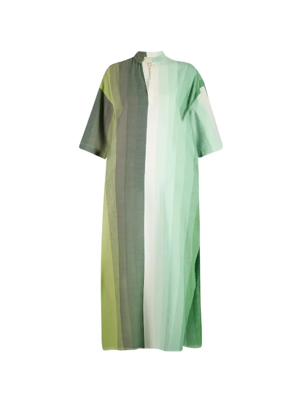 Marrakshi Life Striped Cotton Kaftan in Green