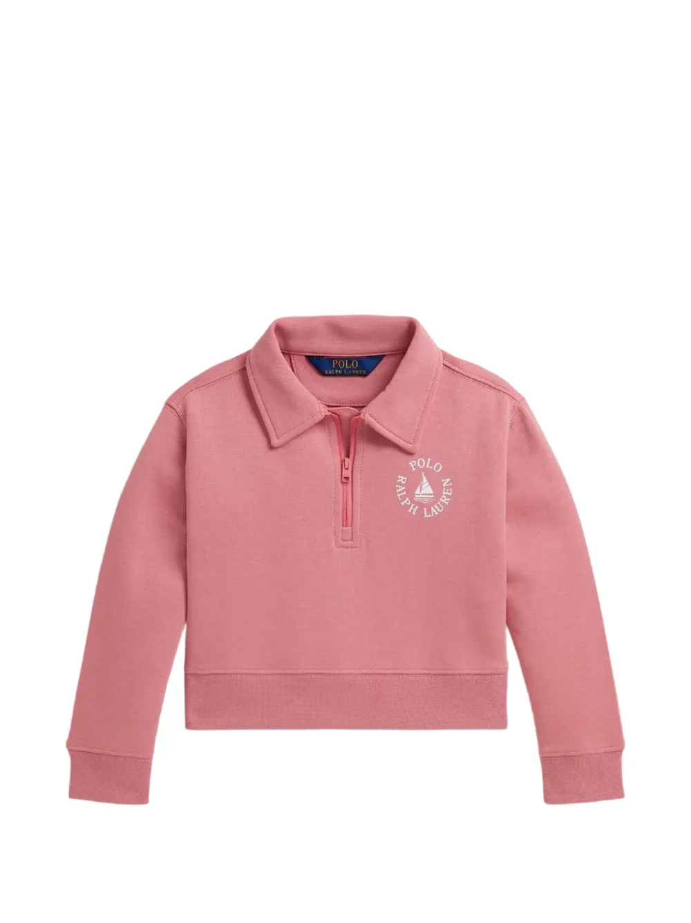 POLO RALPH LAUREN KIDS logo-print quarter-zip polo shirt - Pink