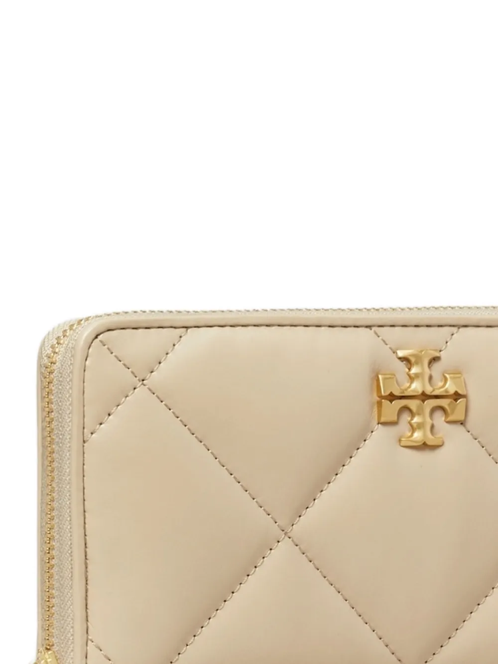 Tory Burch Kira gewatteerde portemonnee met rits Beige