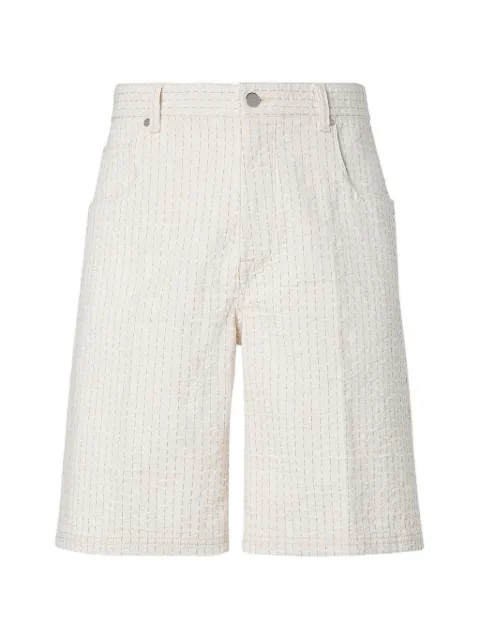 FENDI topstitched logo-patch shorts