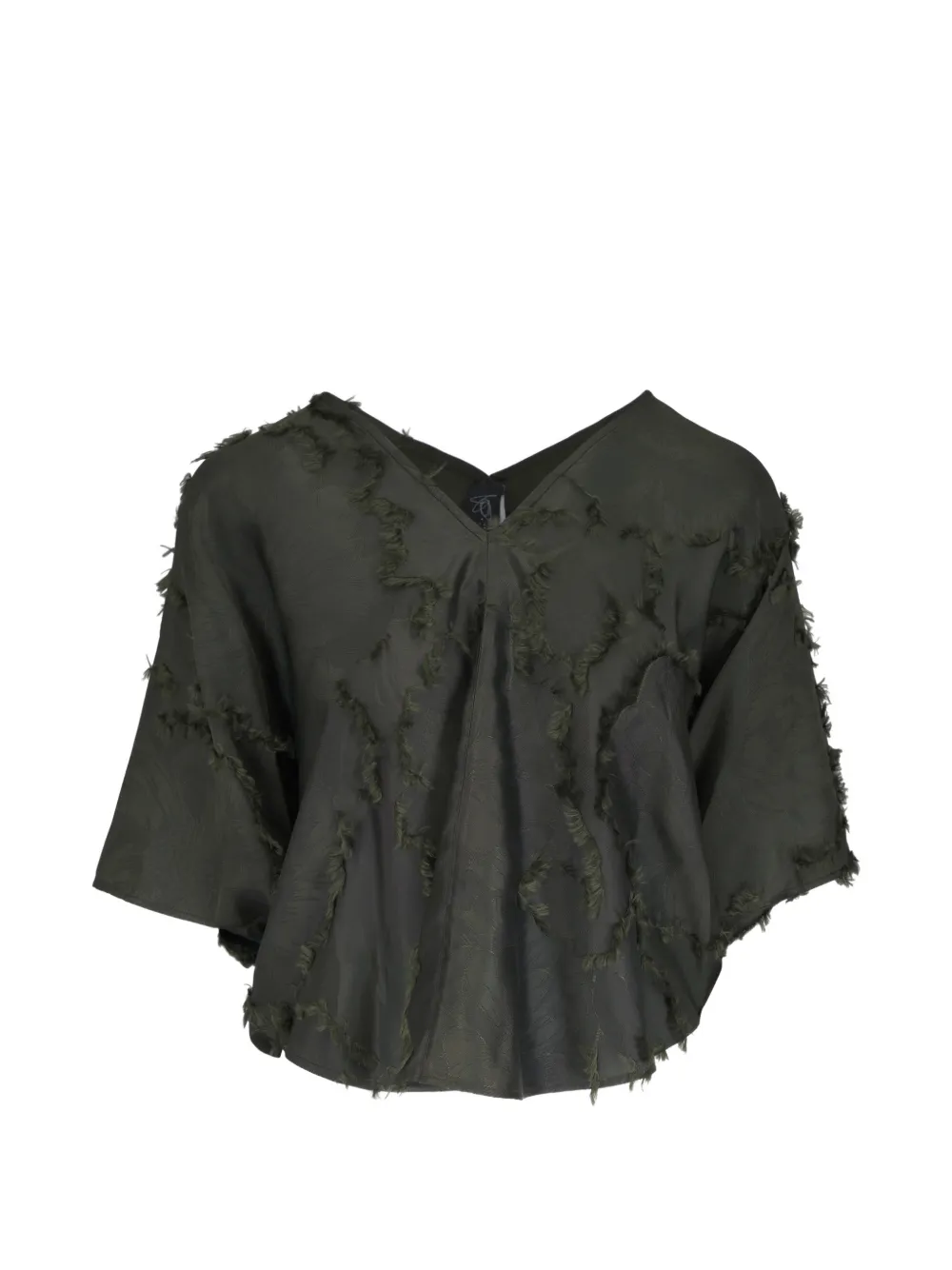 Zero + Maria Cornejo V-neck frayed blouse - Verde