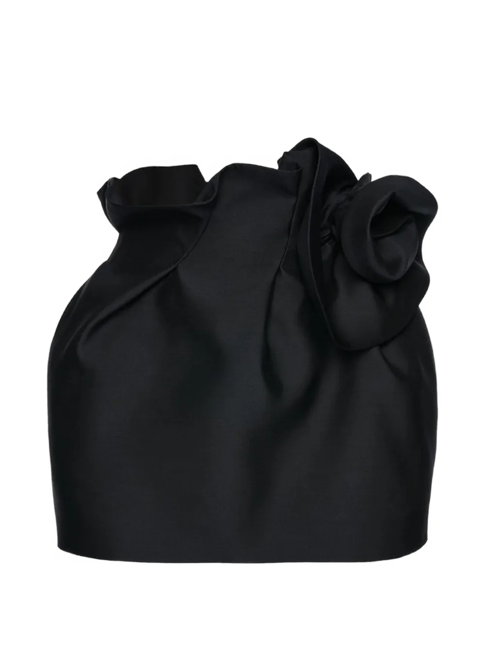 Magda Butrym floral-appliqué ruffled skirt - Nero