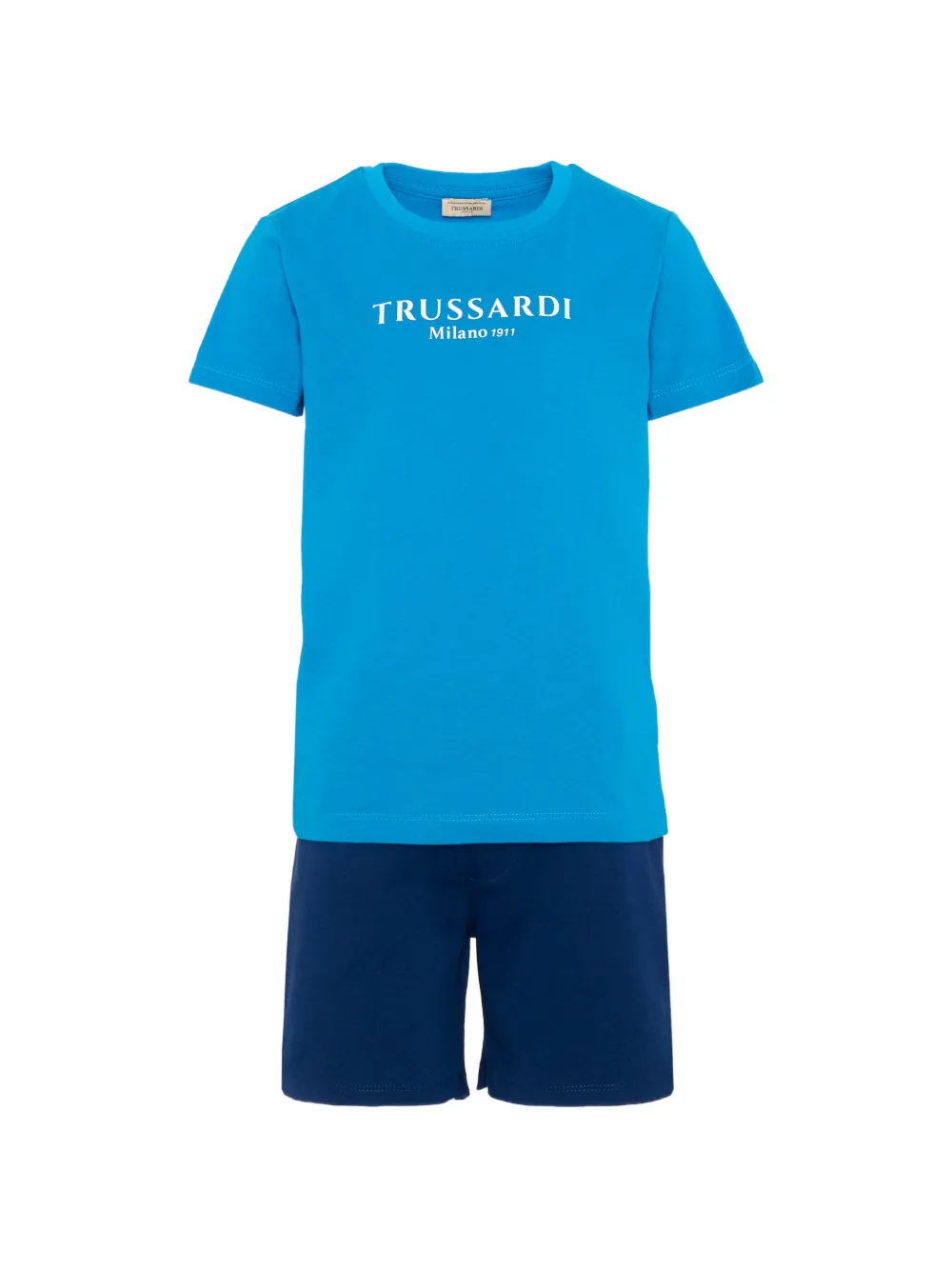 TRUSSARDI JUNIOR logo-print cotton short set - Blu