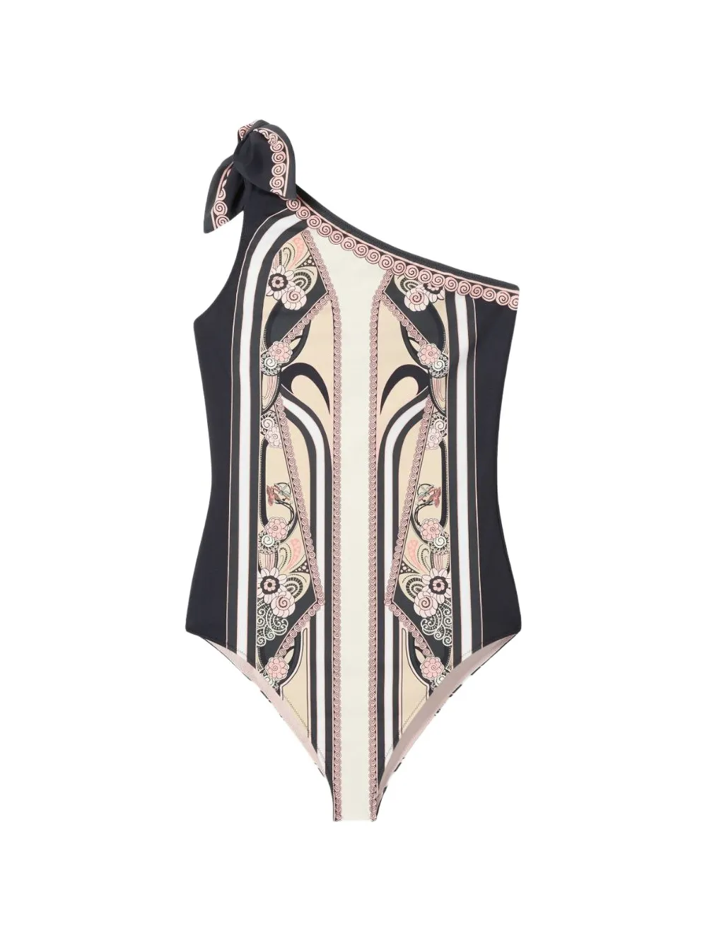 La DoubleJ one-shoulder knotted swimsuit - Nero