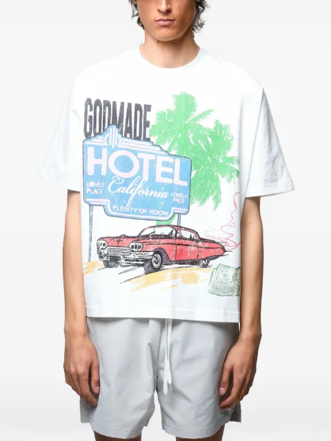 GODMADE graphic-print distressed-finish T-shirt