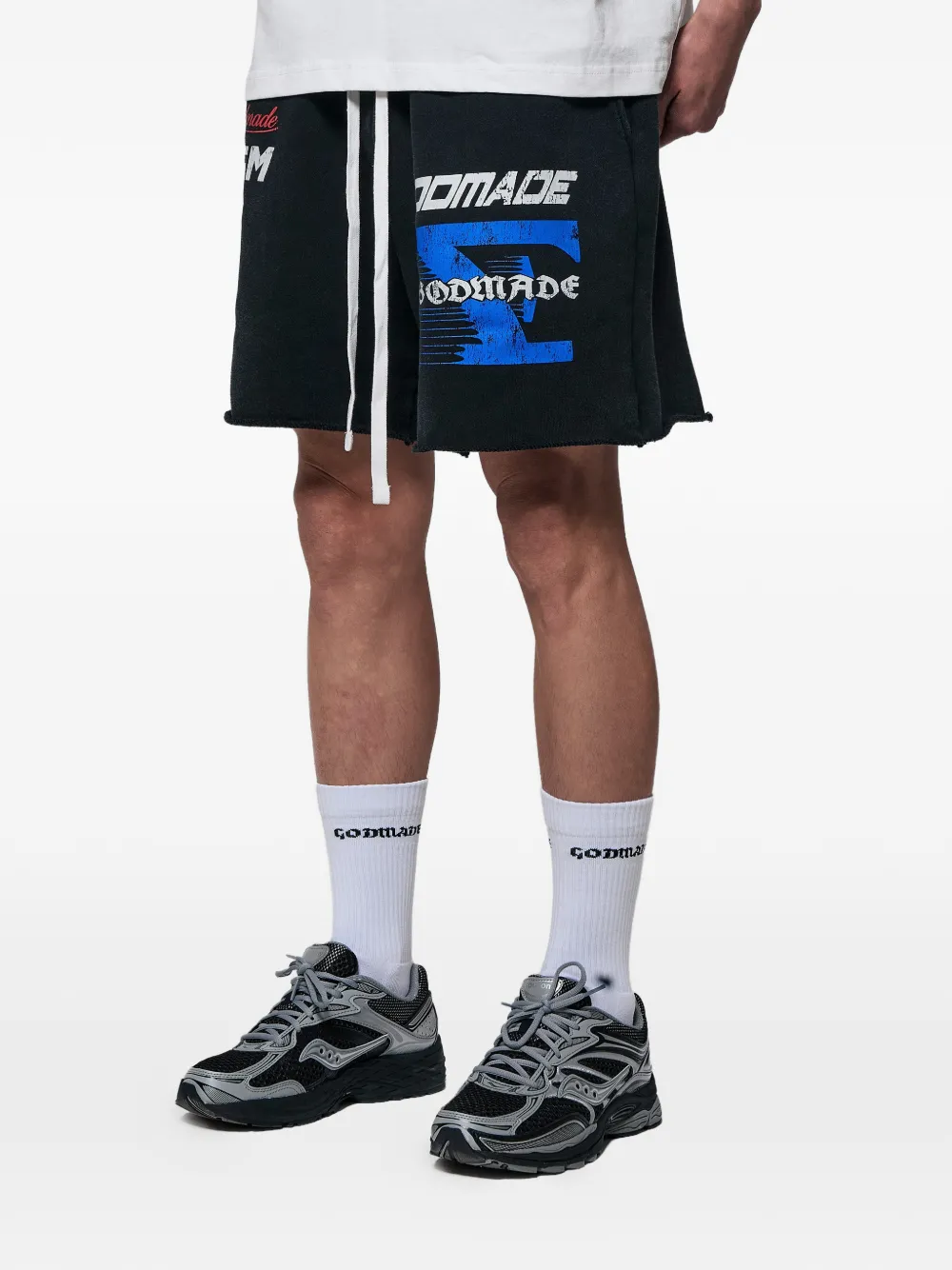 GODMADE 7 Speed shorts met logo-print Zwart