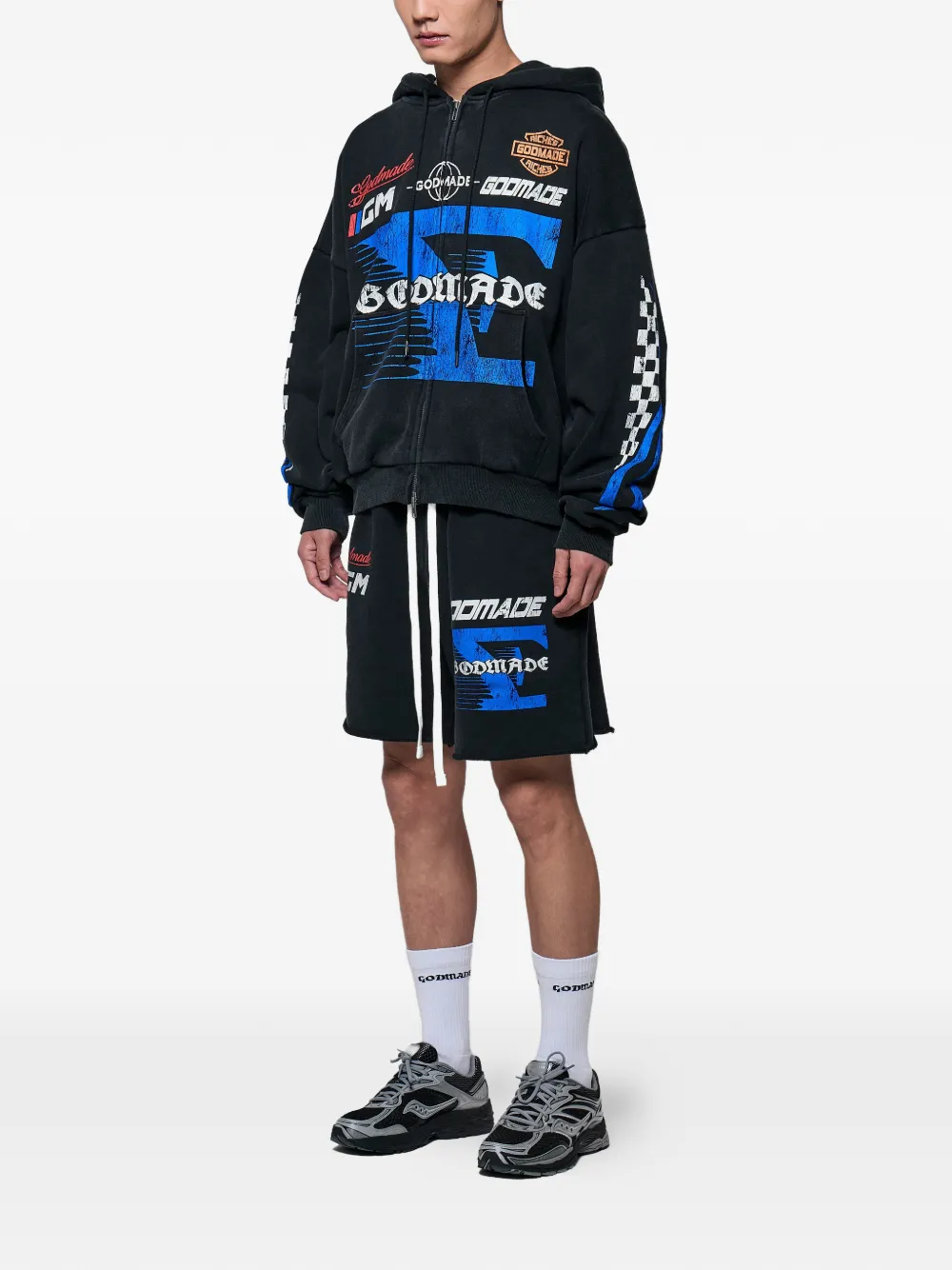 GODMADE 7 Speed shorts met logo-print Zwart