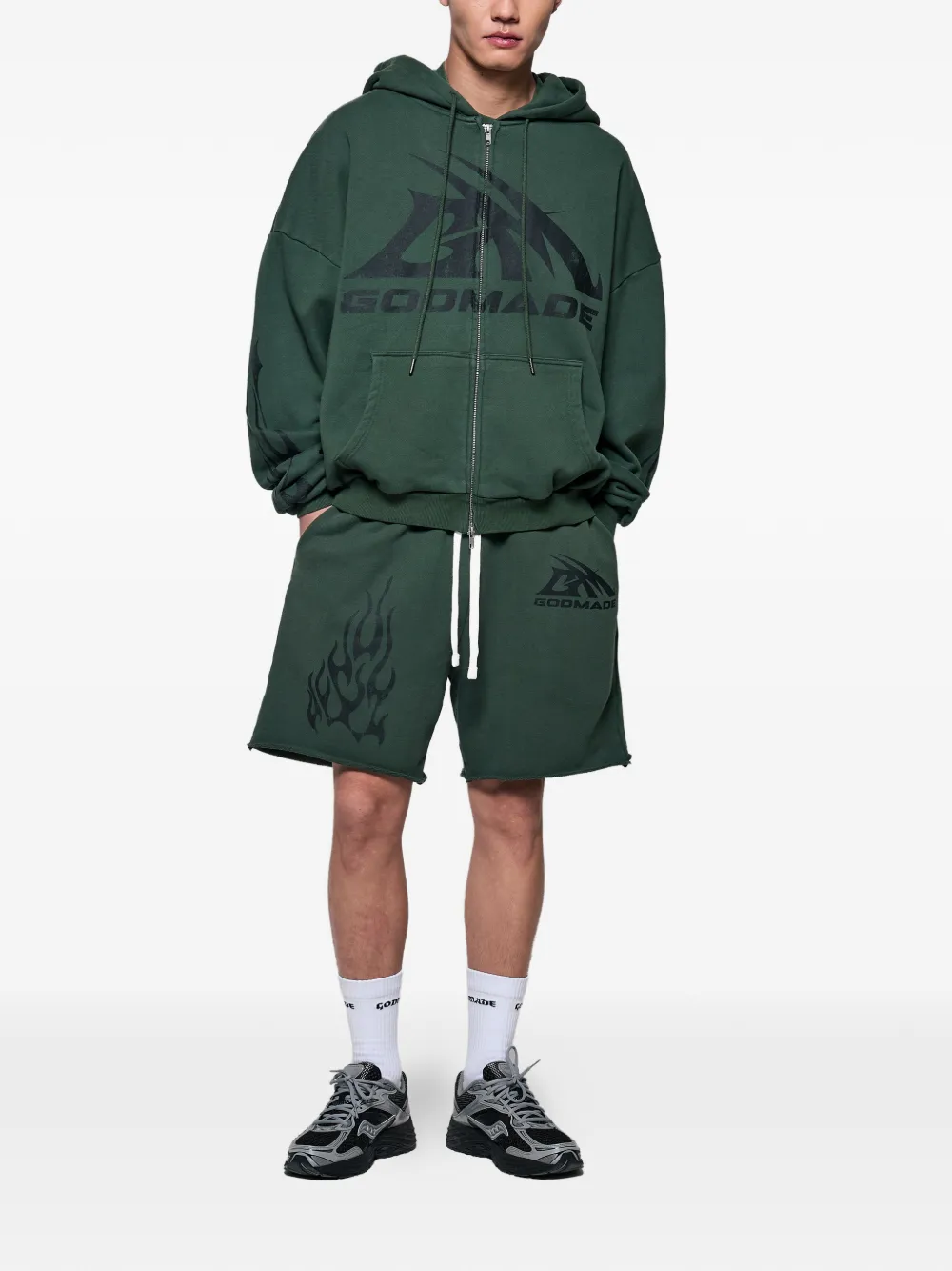  Godmade Bermudas Con Logo Estampado - Verde 