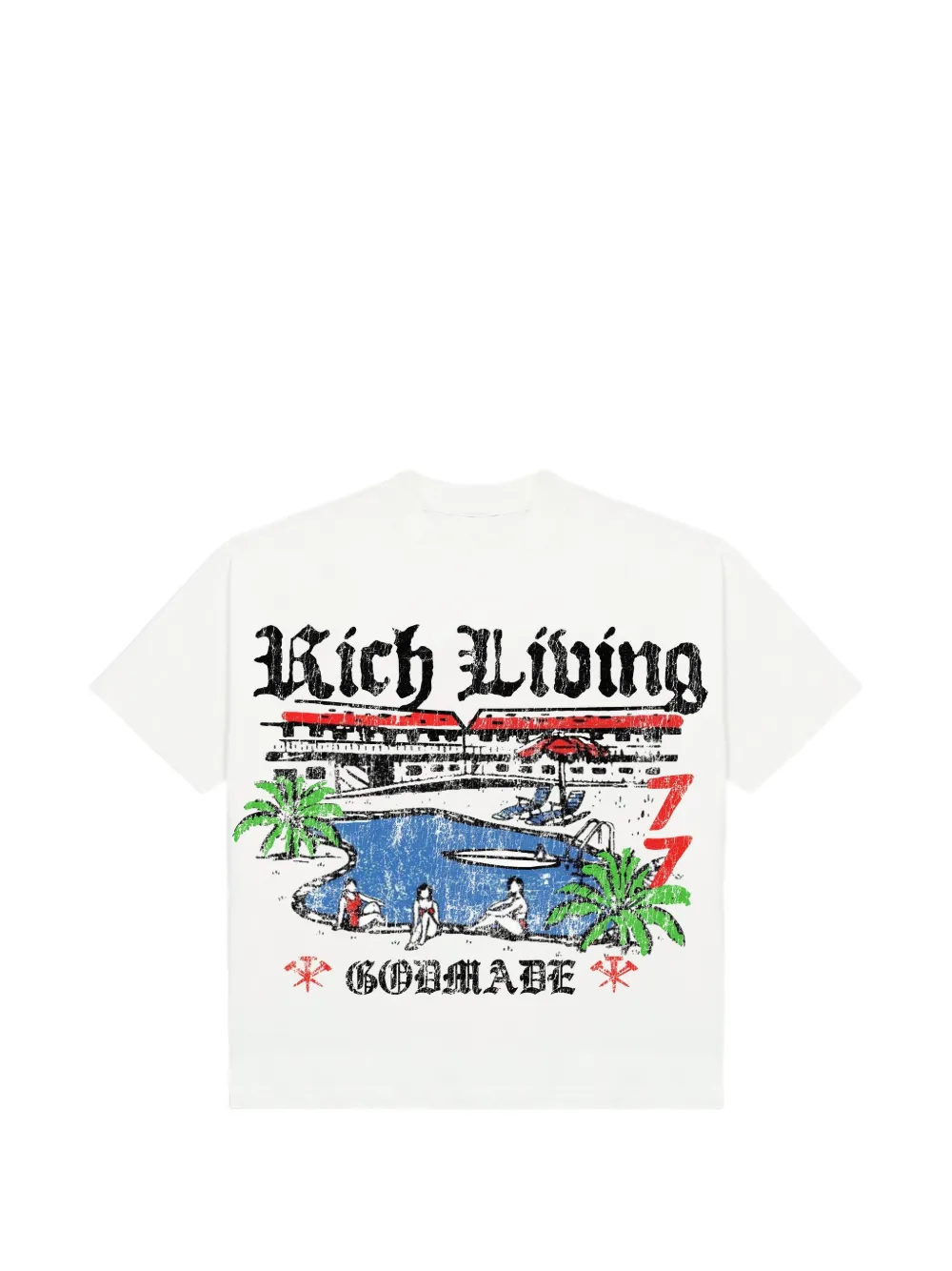 GODMADE Rich Living graphic-print T-shirt - Bianco