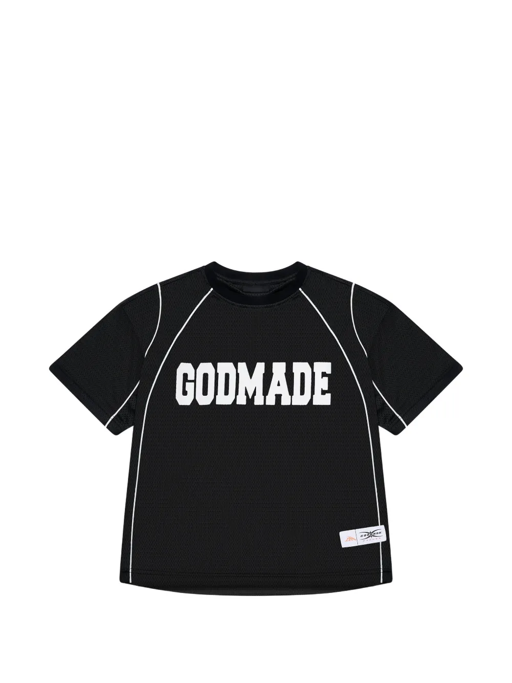 GODMADE Jersey logoprinten T-shirt met afwerking Zwart
