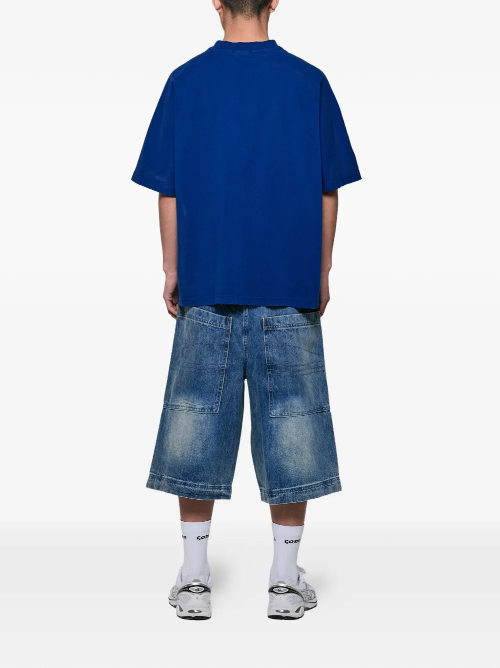 GODMADE Gerafeld T-shirt met logoprint Blauw