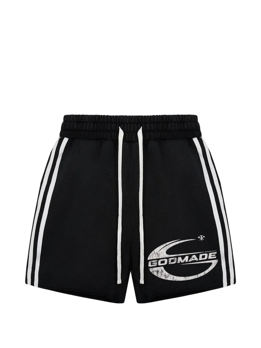 GODMADE Imperial logo-print side-stripe shorts - Nero
