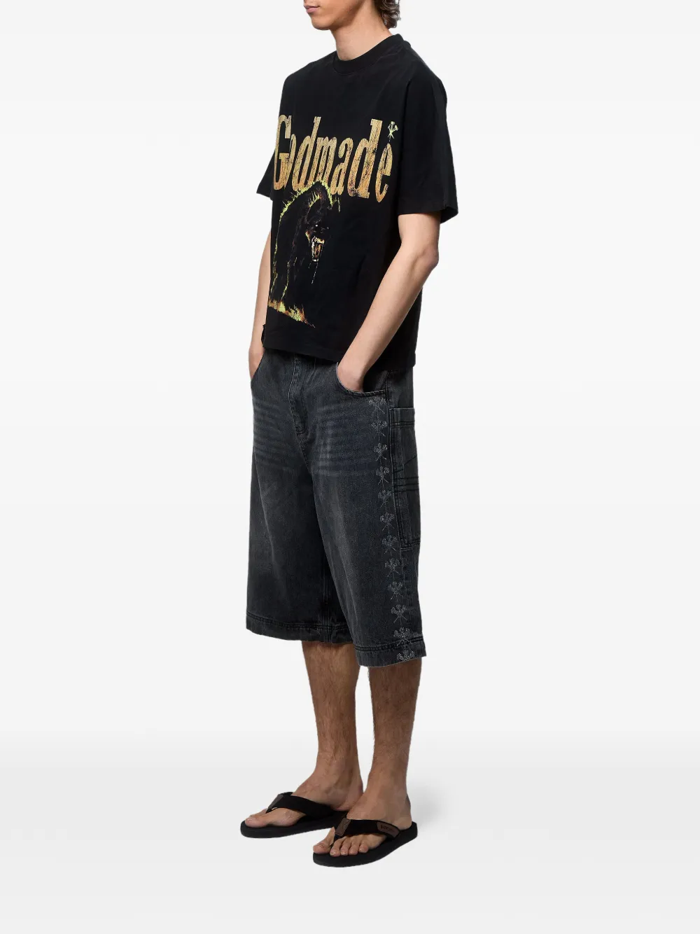  Godmade Bermudas Con Logo Estampado - Negro 
