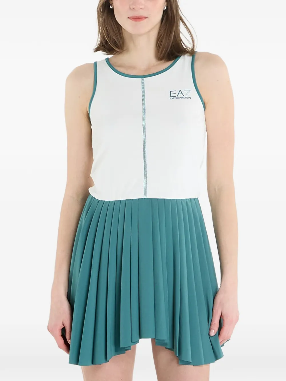 Ea7 Emporio Armani Tennis Pro pleated sleeveless mini dress - Verde