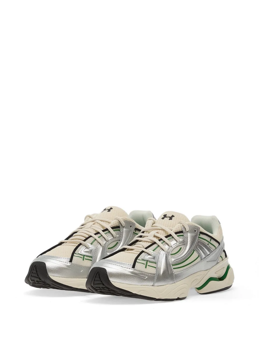 Under Armour Sola metallic-effect panelled lace-up sneakers Beige