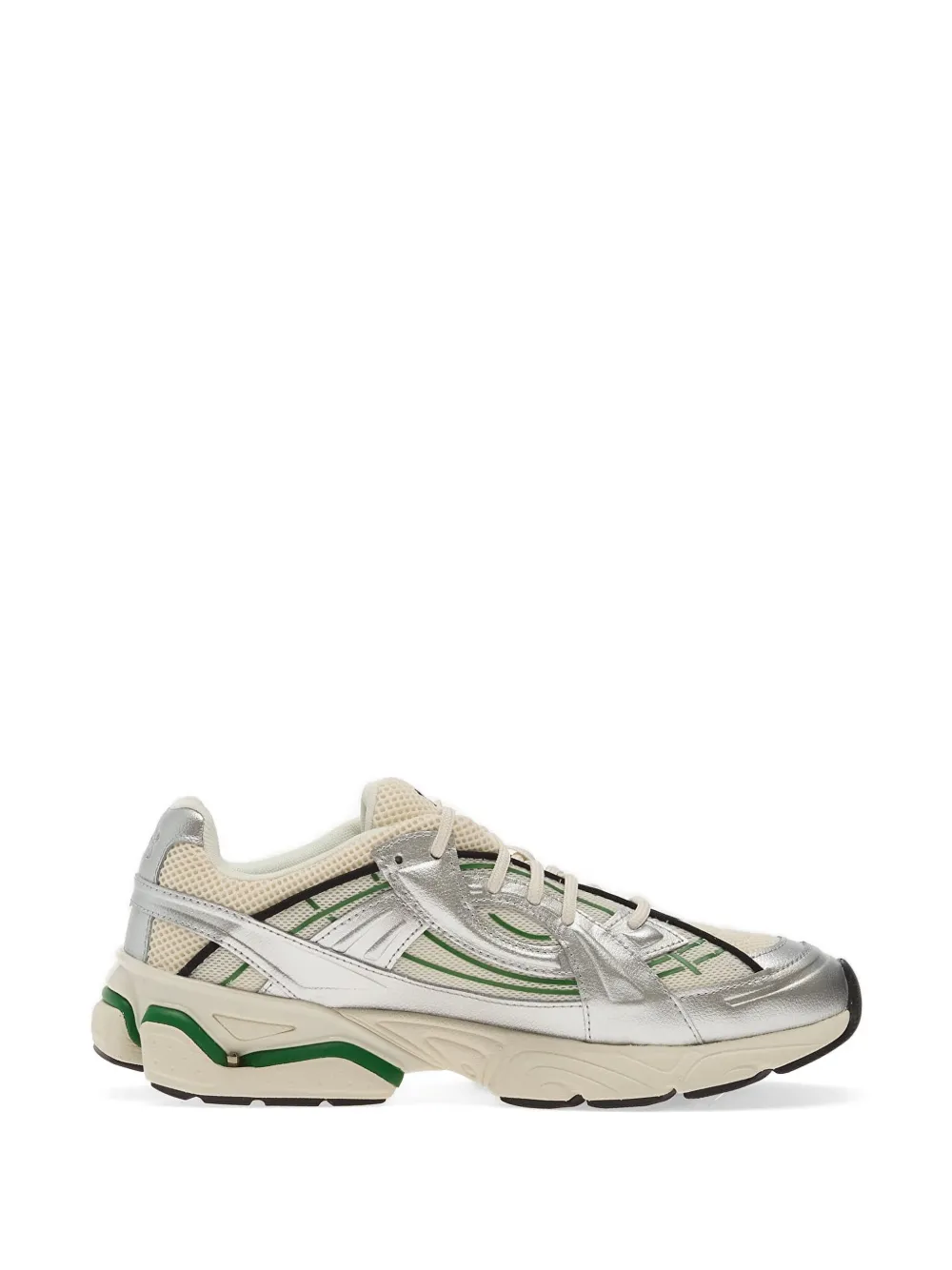 Under Armour Sola metallic-effect panelled lace-up sneakers - Nude