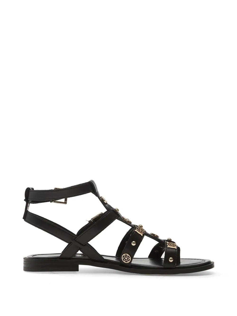 GUESS USA Yazza logo-plaque leather flat sandals - Nero