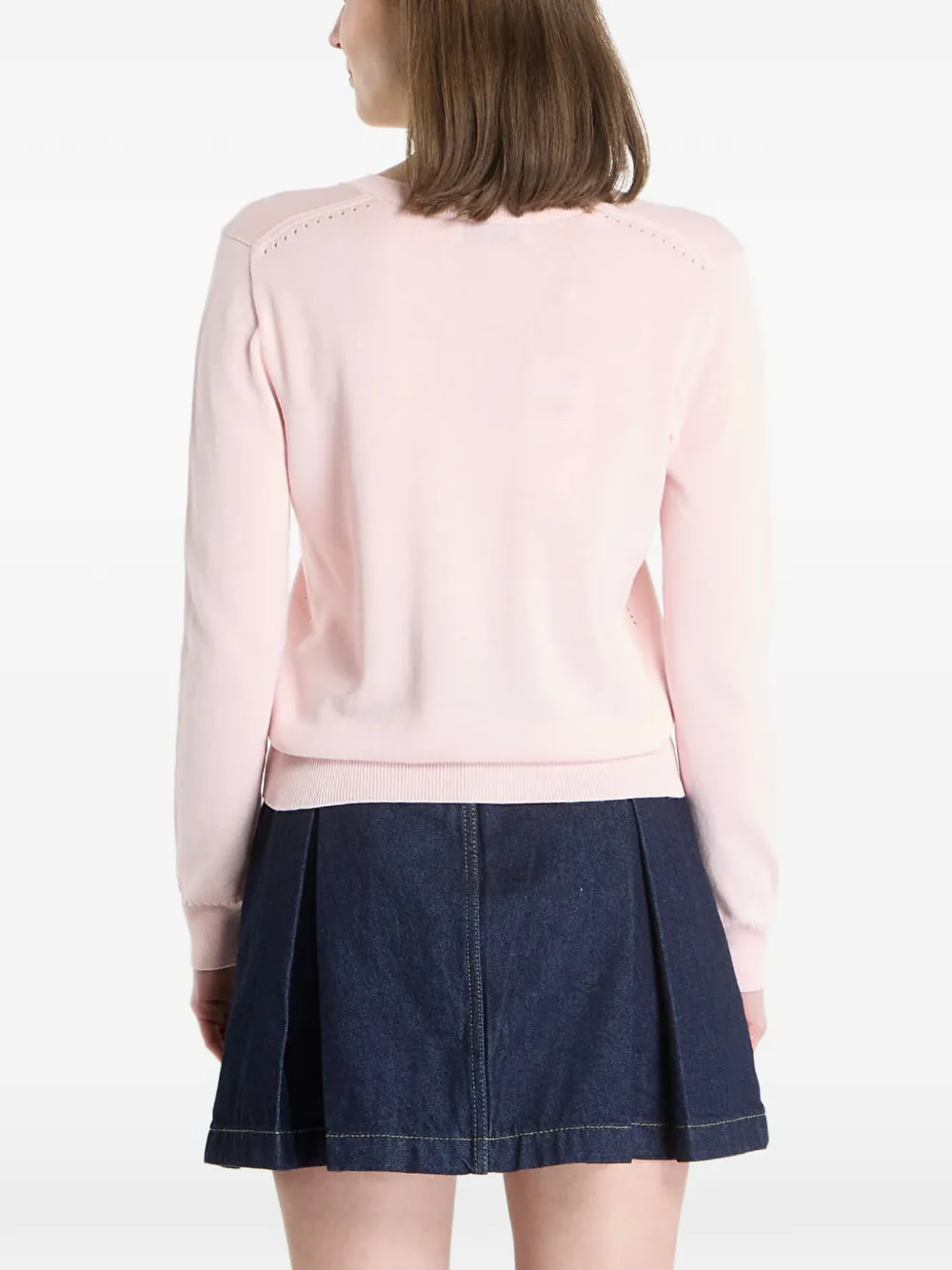 Lacoste Pull Col V à Patch Logo En Coton - Rose 