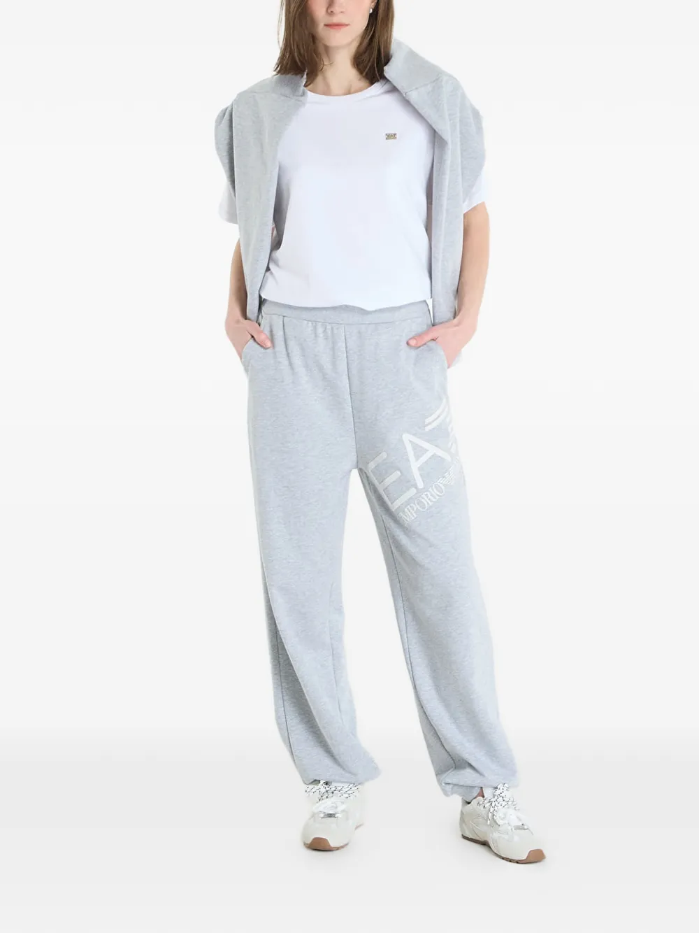 Ea7 Emporio Armani Logo Series katoenen trainingsbroek Grijs