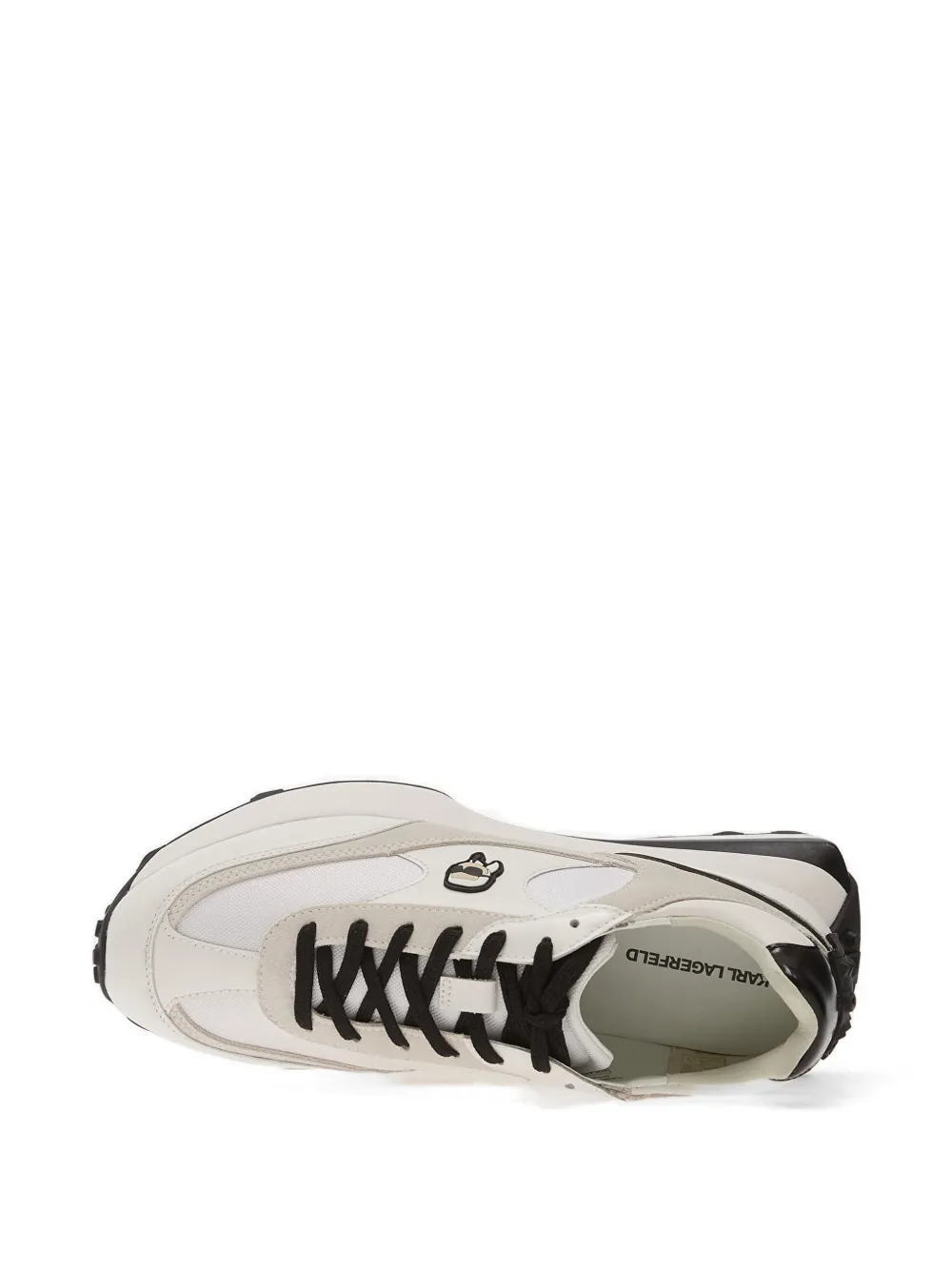 Karl Lagerfeld Jeans Zone panelled lace-up leather sneakers Beige