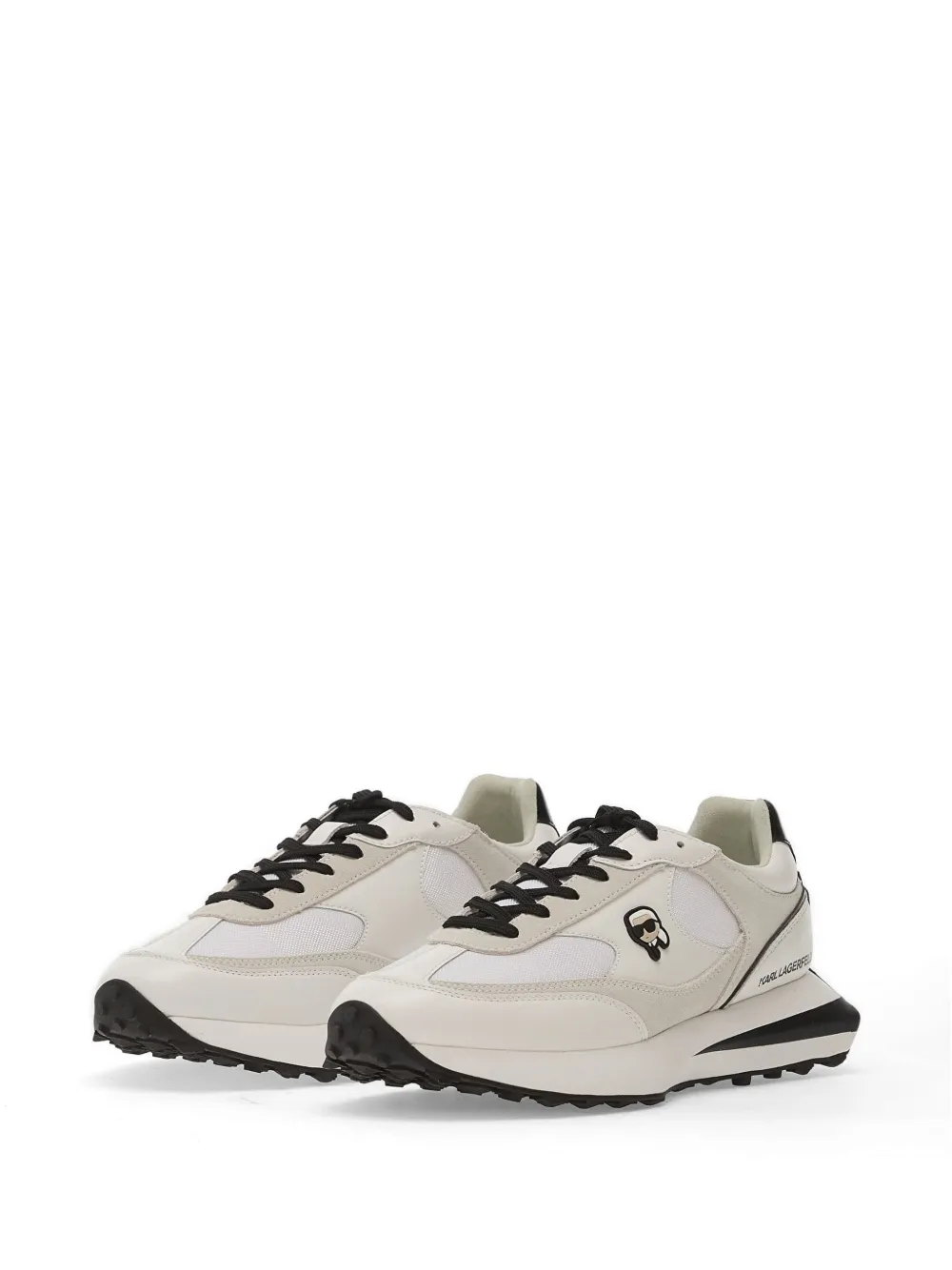 Karl Lagerfeld Jeans Zone panelled lace-up leather sneakers Beige