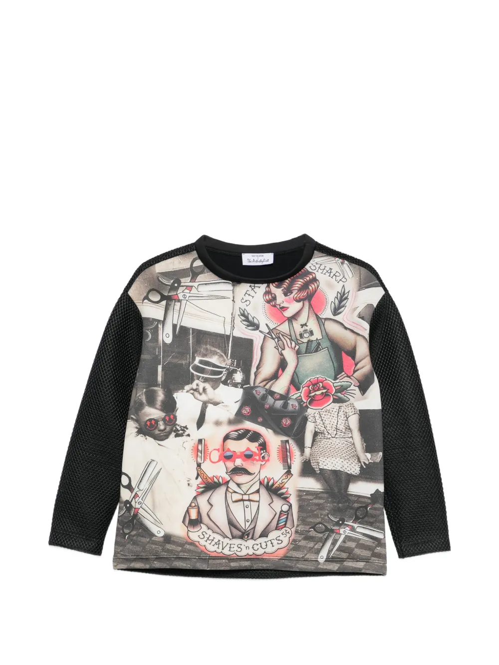 The Artistylist graphic-print mesh-sleeve sweatshirt - Nero