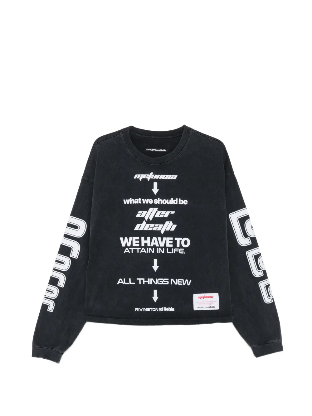 RIVINGTON ROI REBIS slogan-print long-sleeve T-shirt - Nero