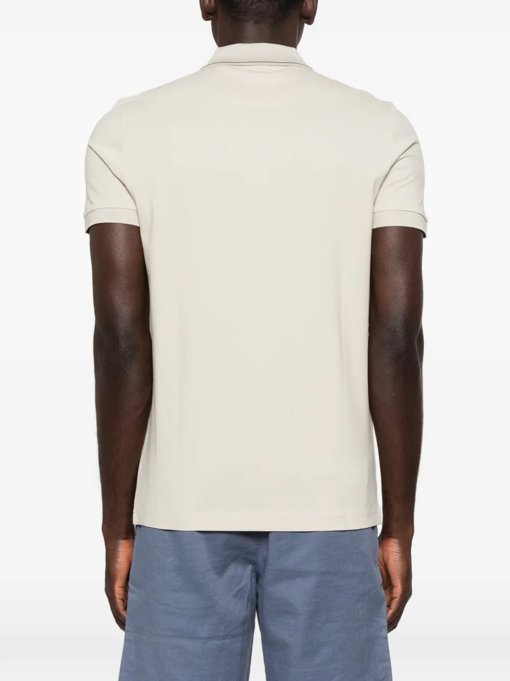 BOSS Slim-fit piqué katoenen poloshirt met logo Beige
