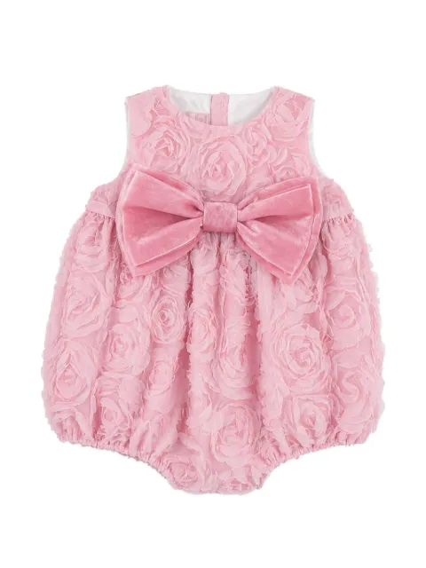 La Stupenderia floral-appliqué bow-detail romper