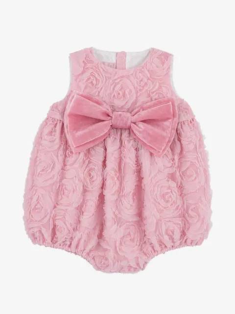 La Stupenderia floral-appliqué bow-detail romper