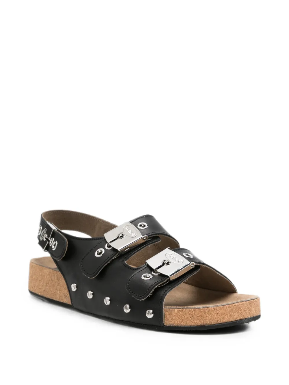 Scholl Luna black leather sandals Zwart