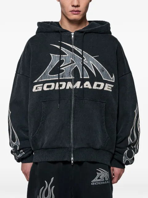 GODMADE hoodie zippé à logo imprimé